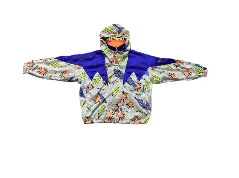 Vintage Streetwear Windbreaker Pria orange blue photo 1