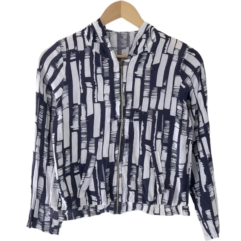 Minimalist Casual Track jacket Wanita white blue photo 1