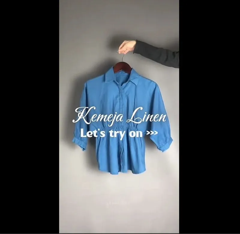 SAWINA fs - Alya Linen Shirt - Blouse karet pinggang Oversiz photo 1