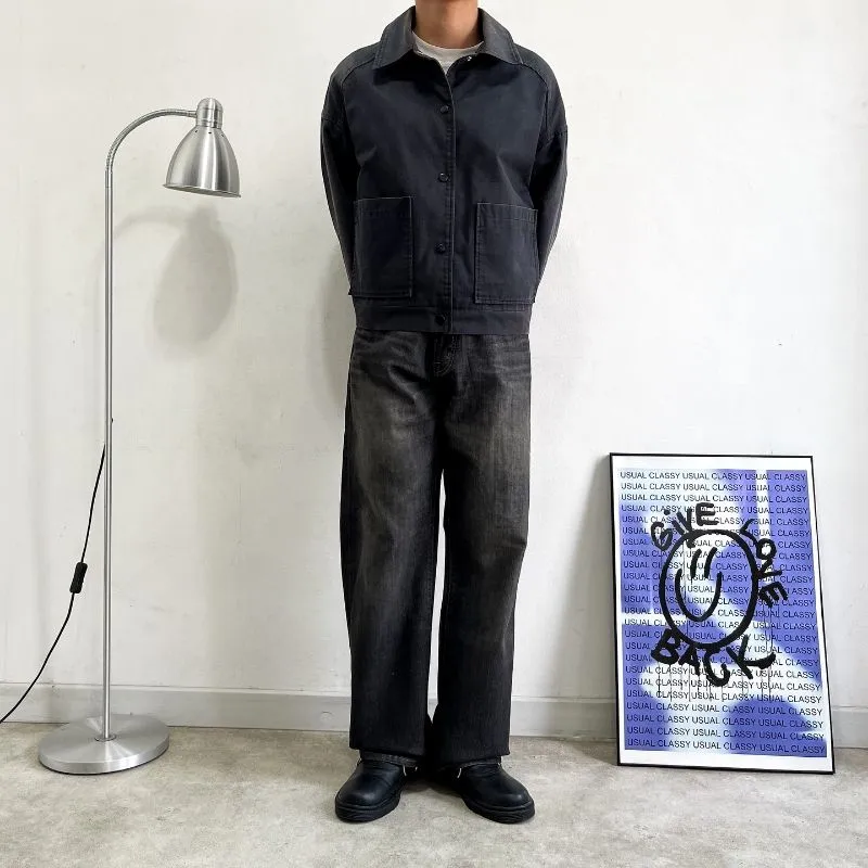 Basic longpants washed black jeans, Loose Fit photo 1