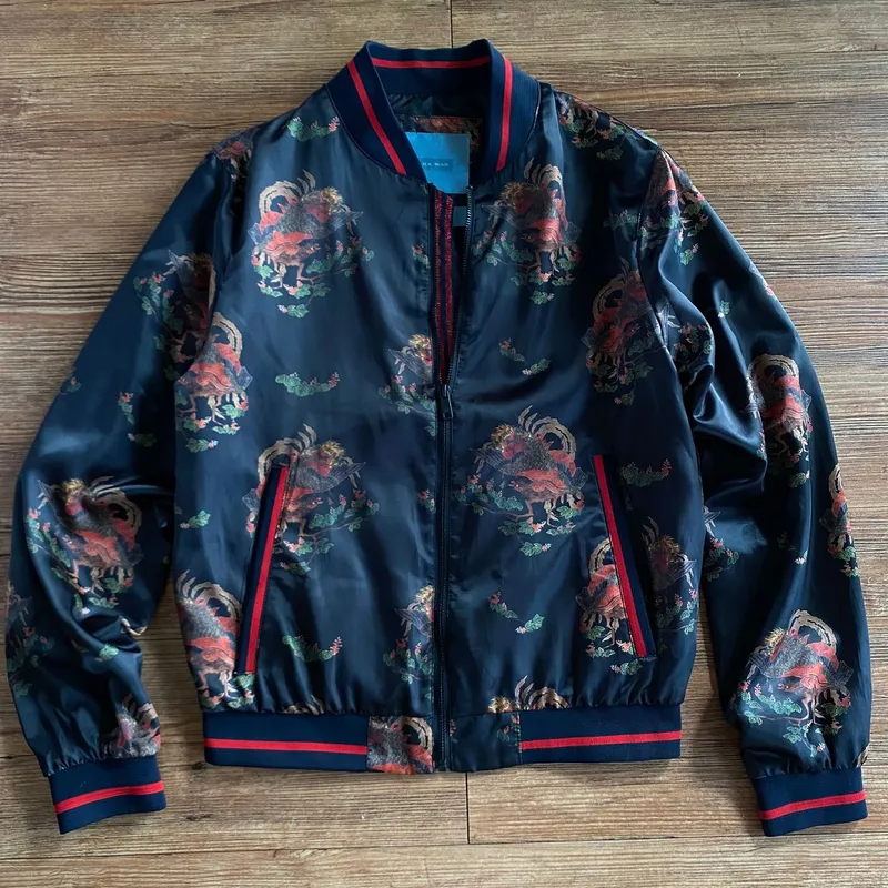 ZARA Luxury Casual Bomber jacket Pria navy red photo 1
