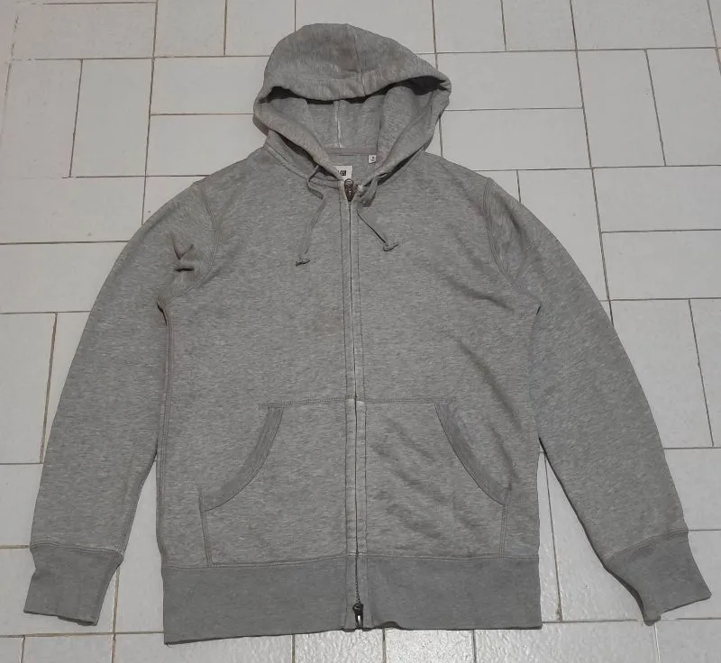 Jaket Hoodie Zipper Uniqlo Abu photo 1