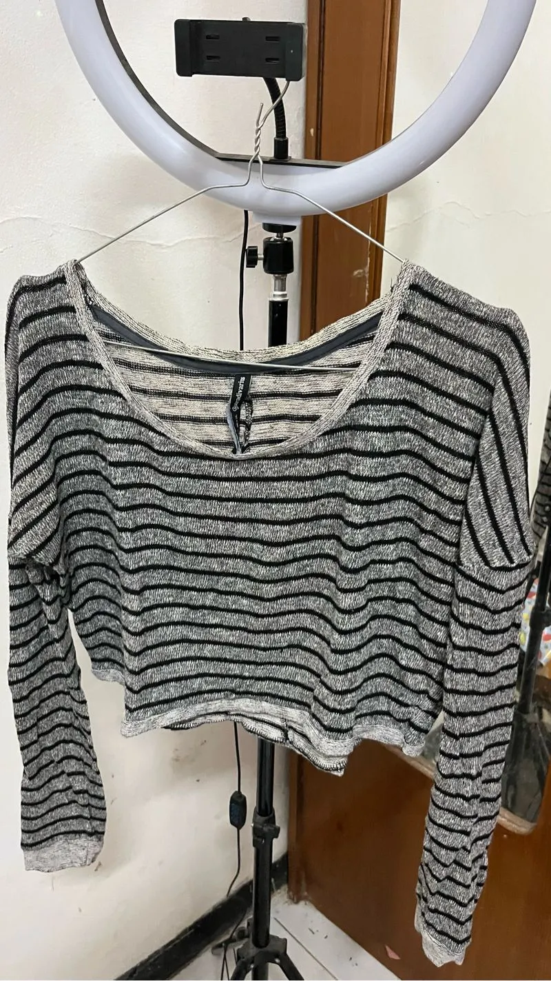 stripes crop top stradivarius photo 1