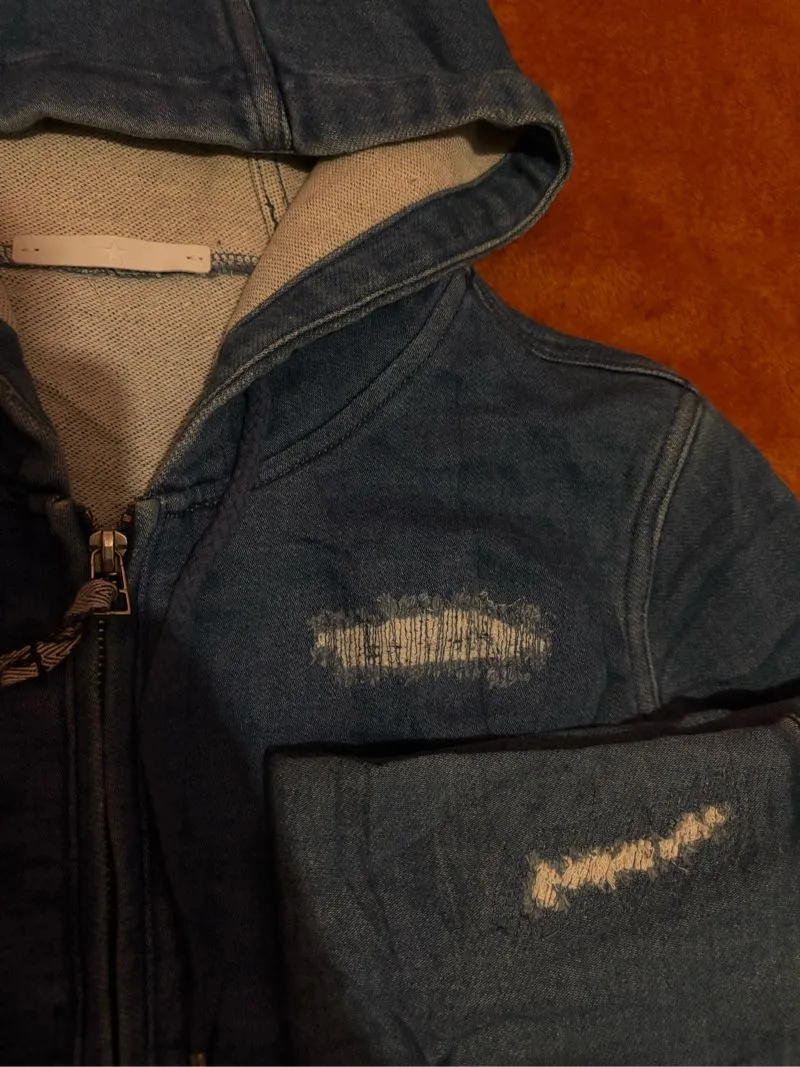 Unknown Denim Ripped Zip Hoodie photo 1