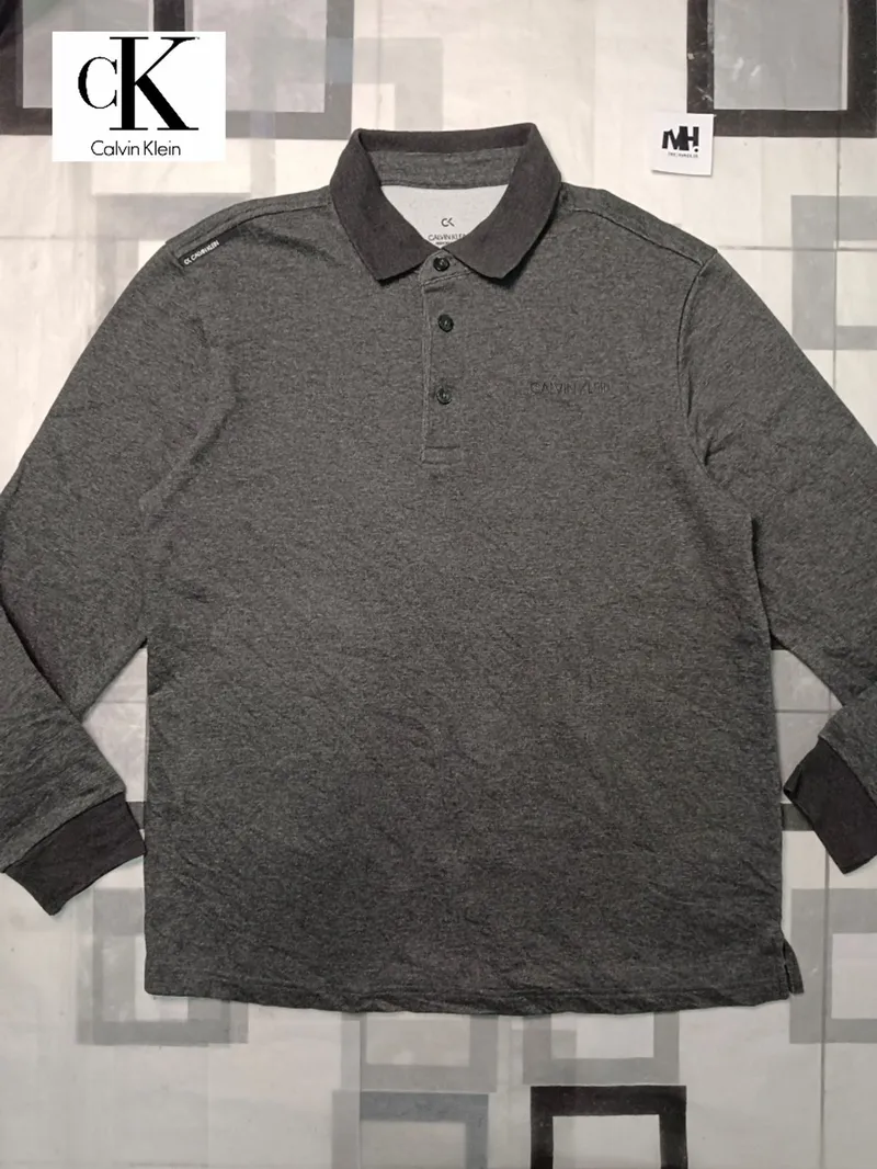 Calvin Klein Luxury Casual Polo shirt Pria gray photo 1