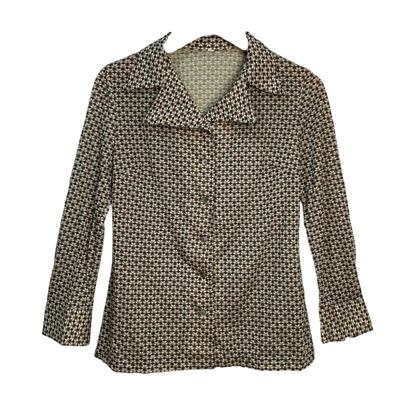 Pattern Long Sleeve Blouse | Vintage Top photo 1
