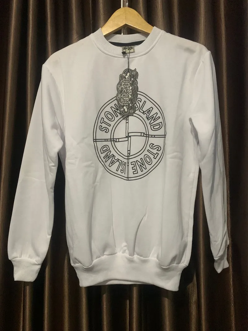 Stone Island Biker Sweater Pria white photo 1