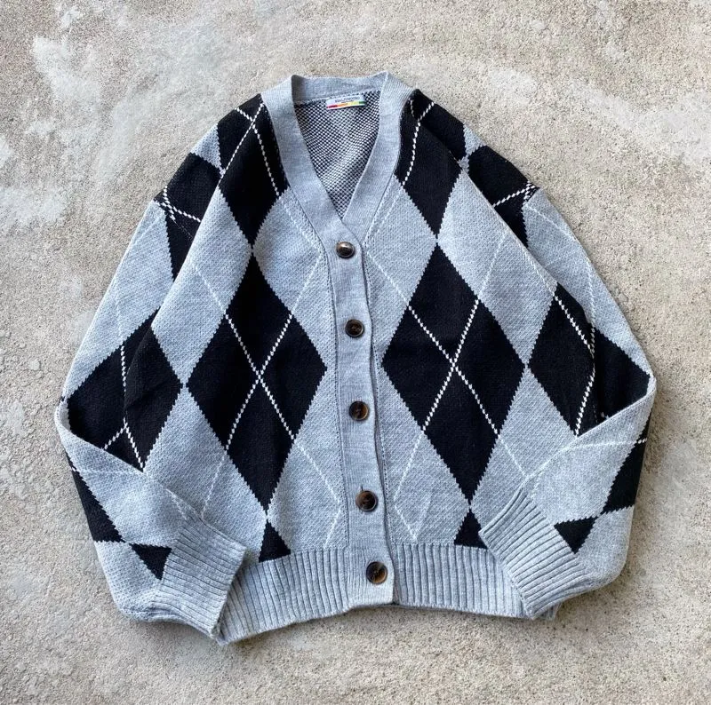 BBALJUNOCHO ARGYLE KNIT CARDIGAN photo 1