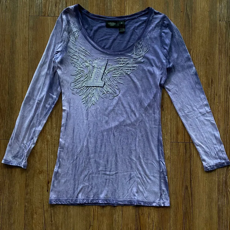 Harley Davidson Vintage Y2K T-shirt Wanita purple photo 1