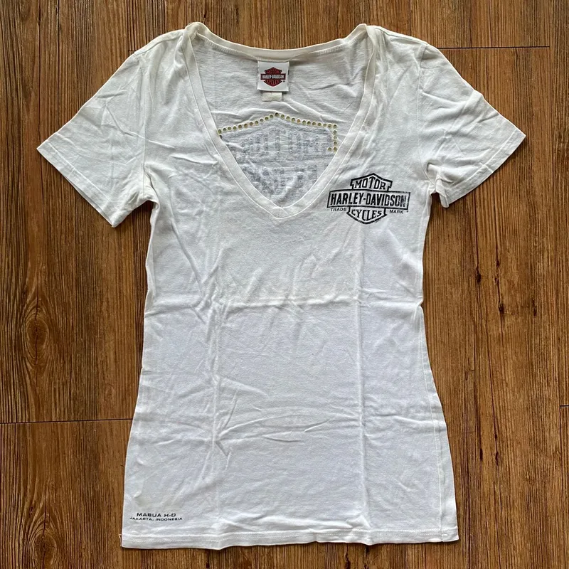 Harley Davidson Vintage Y2K T-shirt Wanita white photo 1