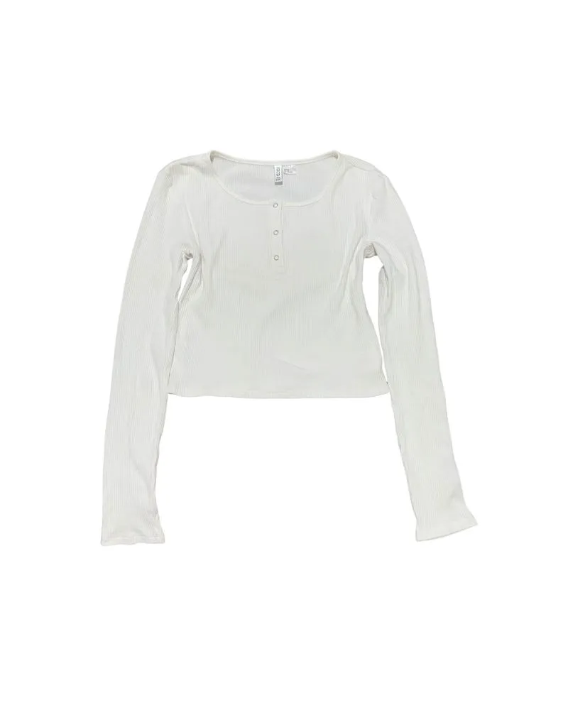 H&M White Cropped Long-Sleeve Tee photo 1