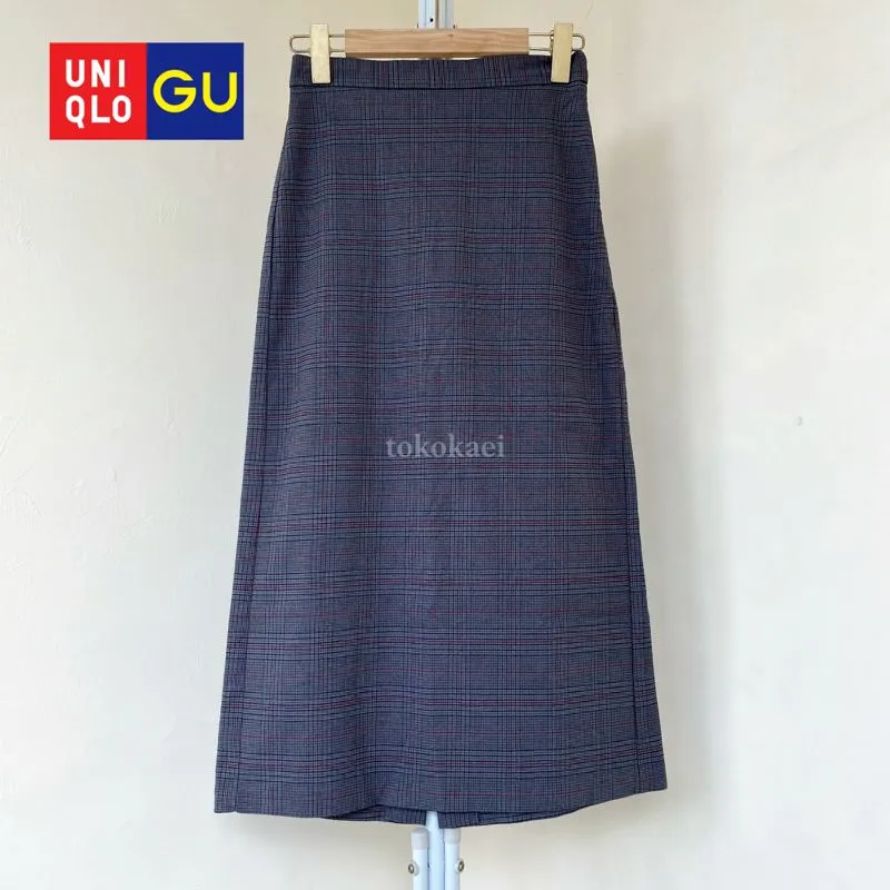 Tartan Houndstooth Grey Skirt GU Uniqlo photo 1