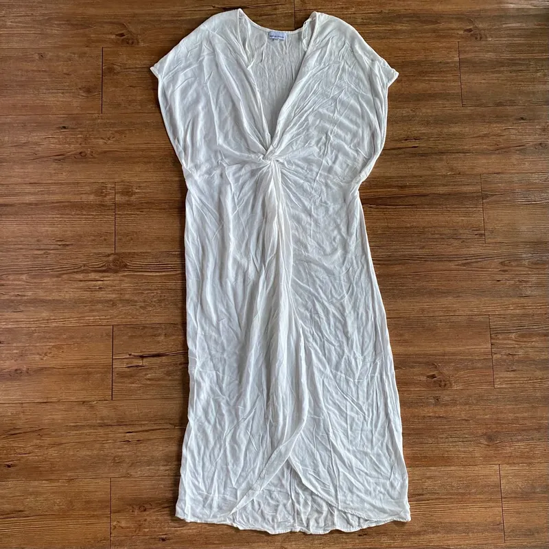 Bamboo Blonde Minimalist Casual Summer dress Wanita white photo 1