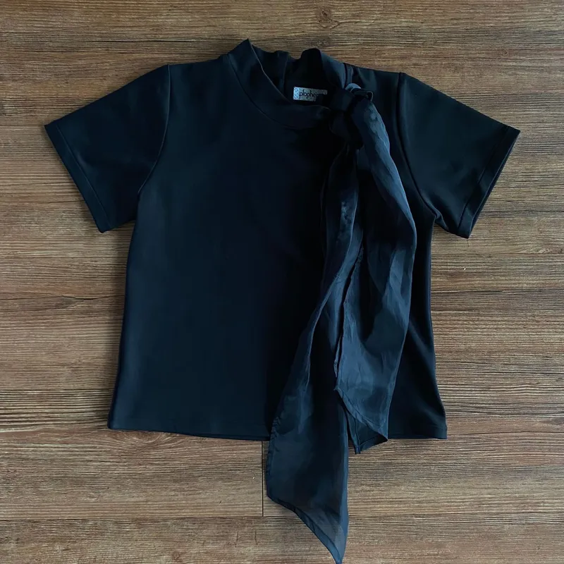 Luxury Minimalist Shirt Wanita black photo 1