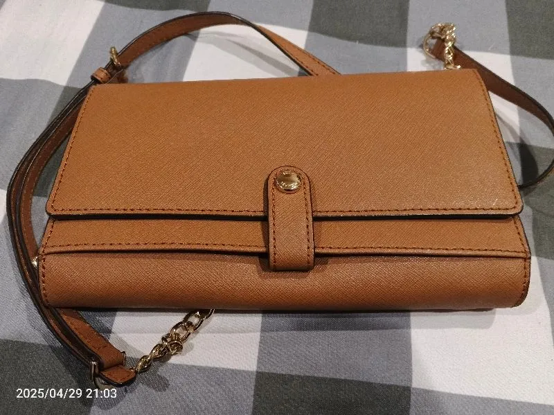 Michael Kors Brown Front Flap Slingbag Purse Wallet photo 1