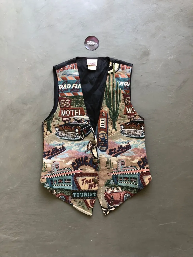 1990's - Vintage Denim Republic Tapestry Vest 🇺🇸 photo 1