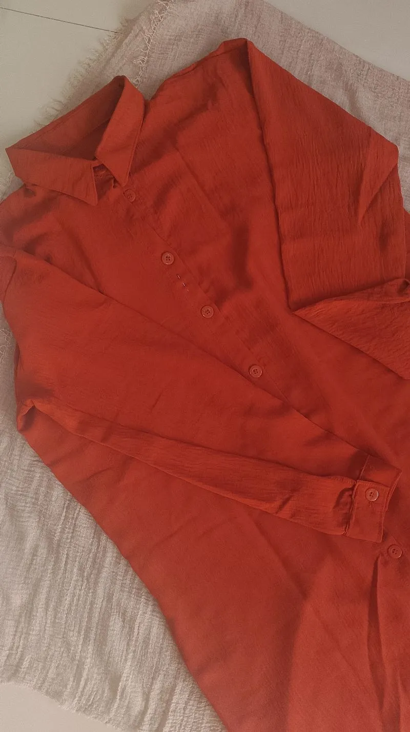 Tunik Oversized Long Sleeve Warna Merah Bata / Terracotta  photo 1