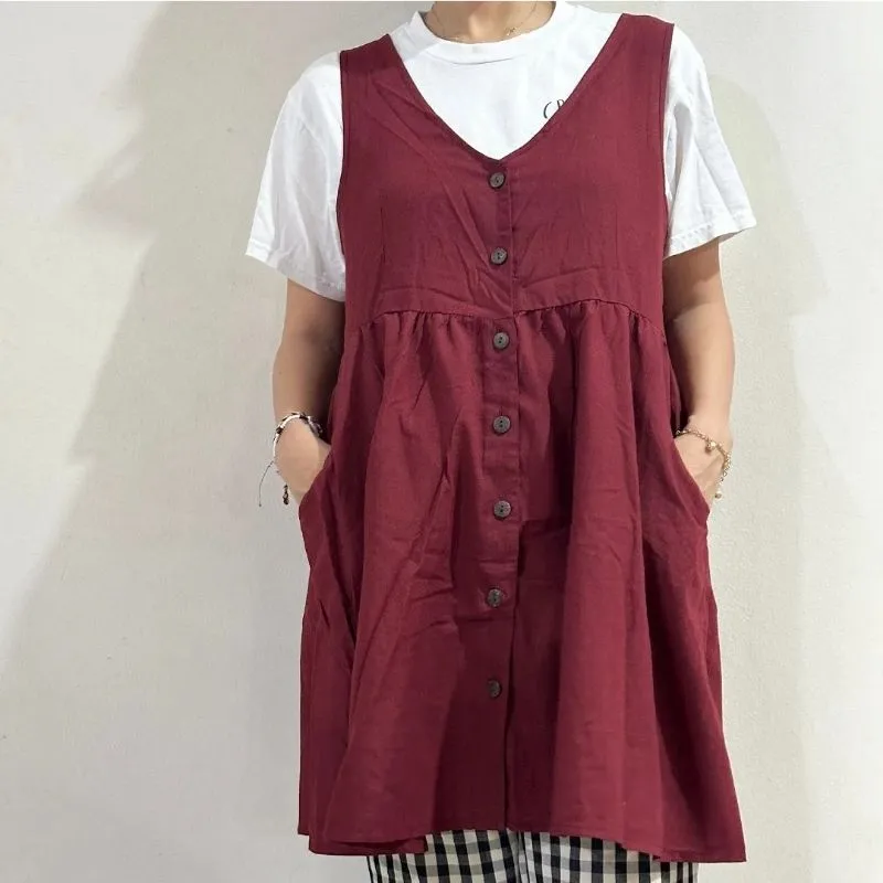 Maroon Linen Dress photo 1
