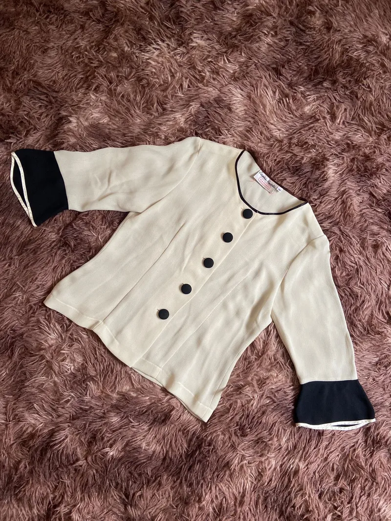Casual Cardigan Wanita black cream photo 1