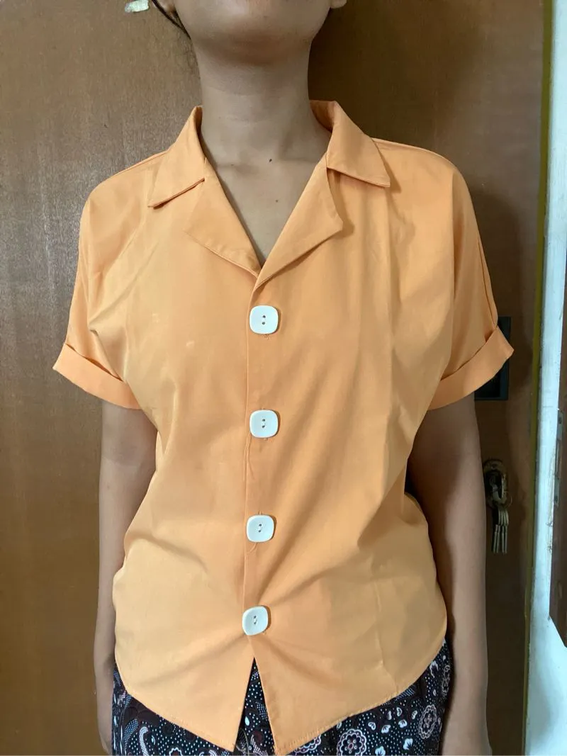 Kemeja Korean Style Orange Lengan Pendek photo 1