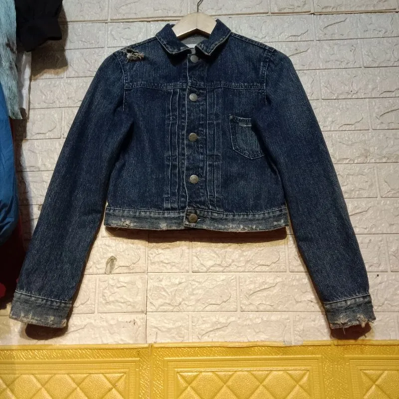 jaket jeans crop wanita photo 1