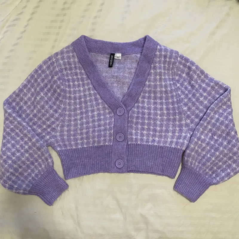 H&M Casual Cardigan Wanita purple white photo 1