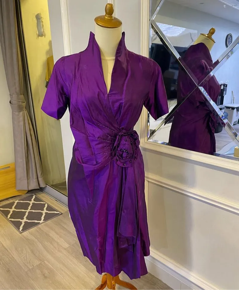 Dress pesta satin ungu photo 1