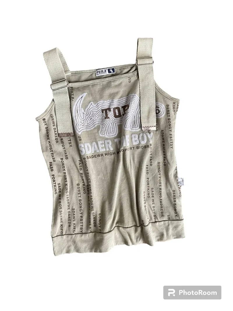 vintage army green tank top adjustable photo 1