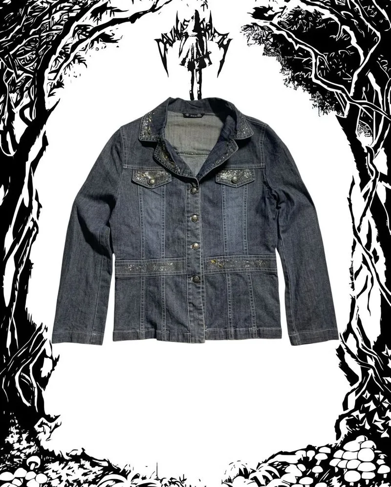 ✮ Vintage Denim y2k Blazer 4 button Embosh ✮ photo 1