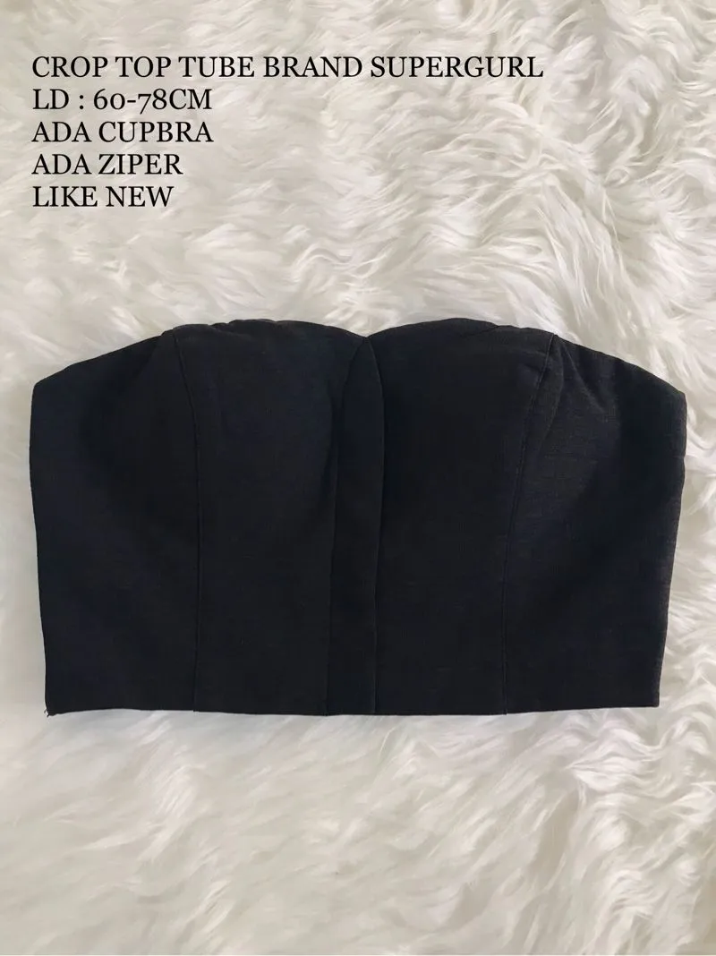 PRELOVED SUPERGURL CROP TOP TUBE BUSTIER HITAM photo 1