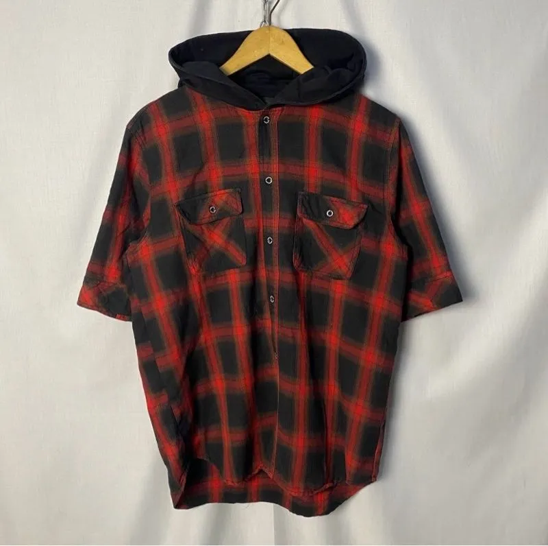 In The Attic Homme Flanel Shirt Hoodie Size M photo 1