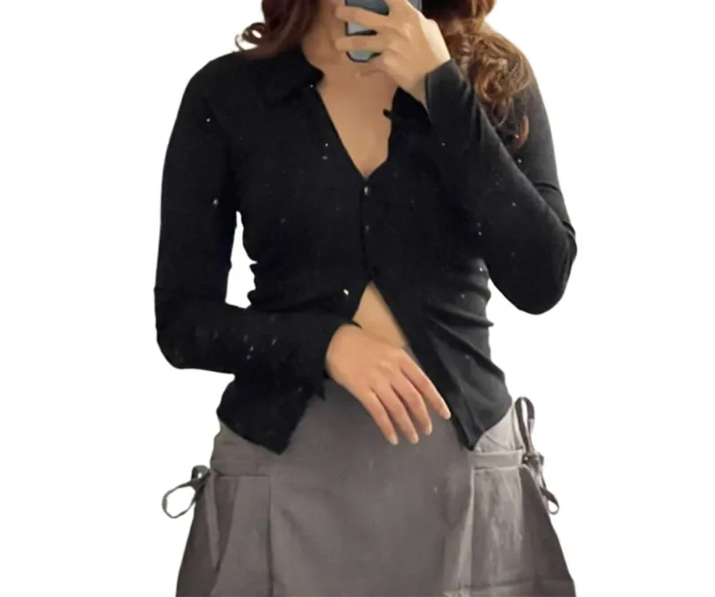 Casual Cardigan Wanita black photo 1