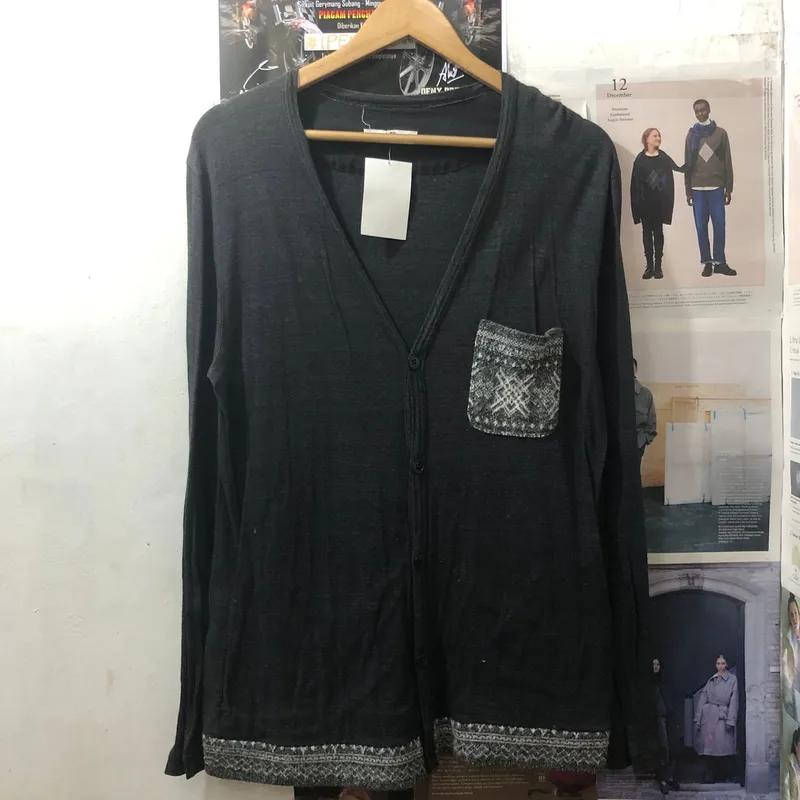 Vintage Streetwear Cardigan Pria black photo 1
