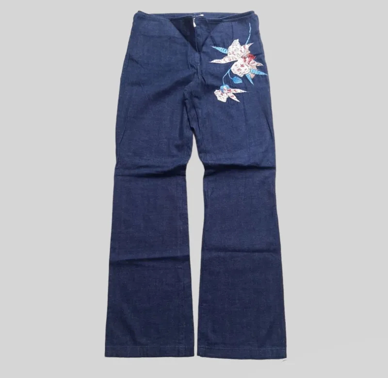 Junko Shimada Vintage Y2K Flare pants Wanita blue photo 1