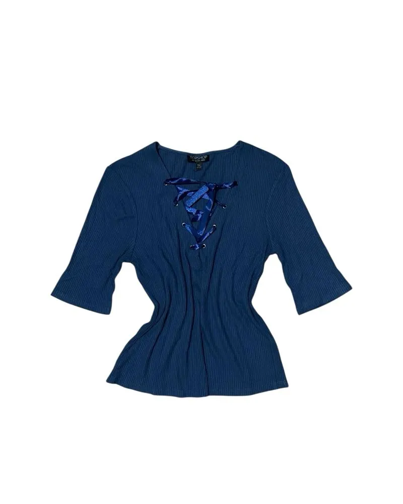 Topshop Rib Knit Navy Top photo 1