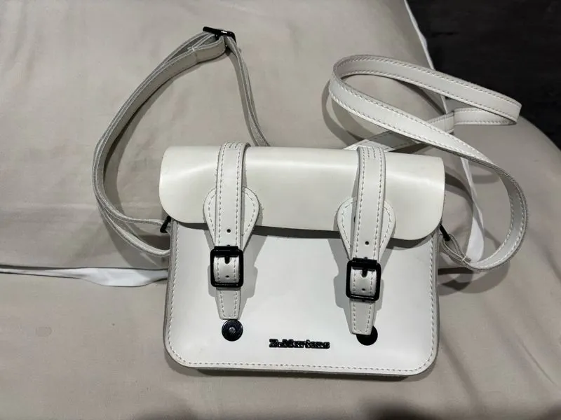 Dr. Martens 7 inch Leather Crossbody Bag in White photo 1