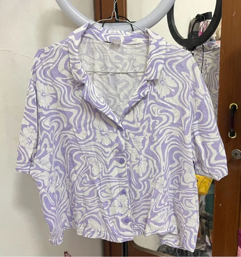 h&m divided purple & white shirt kemeja photo 1