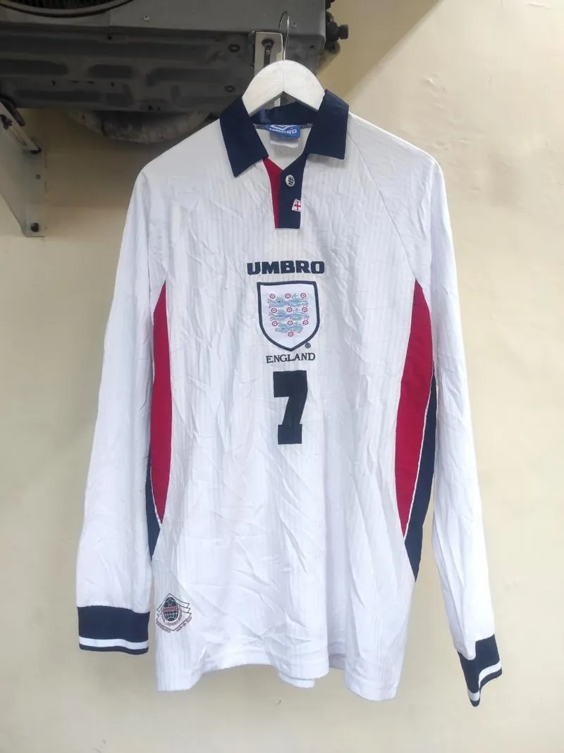 JERSEY ENGLAND BECKHAM LONGSLEEVE 1998 NAMESET photo 1