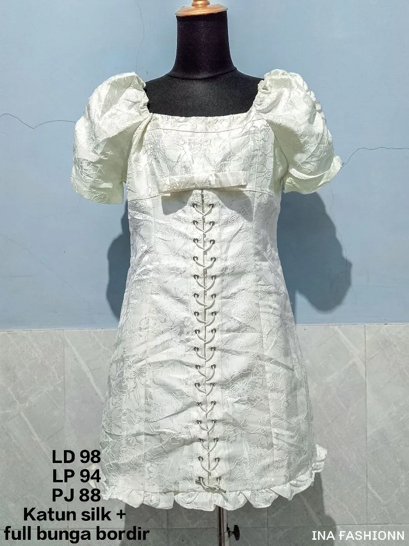 Dress tali kepang lucu korean style lengan balon photo 1