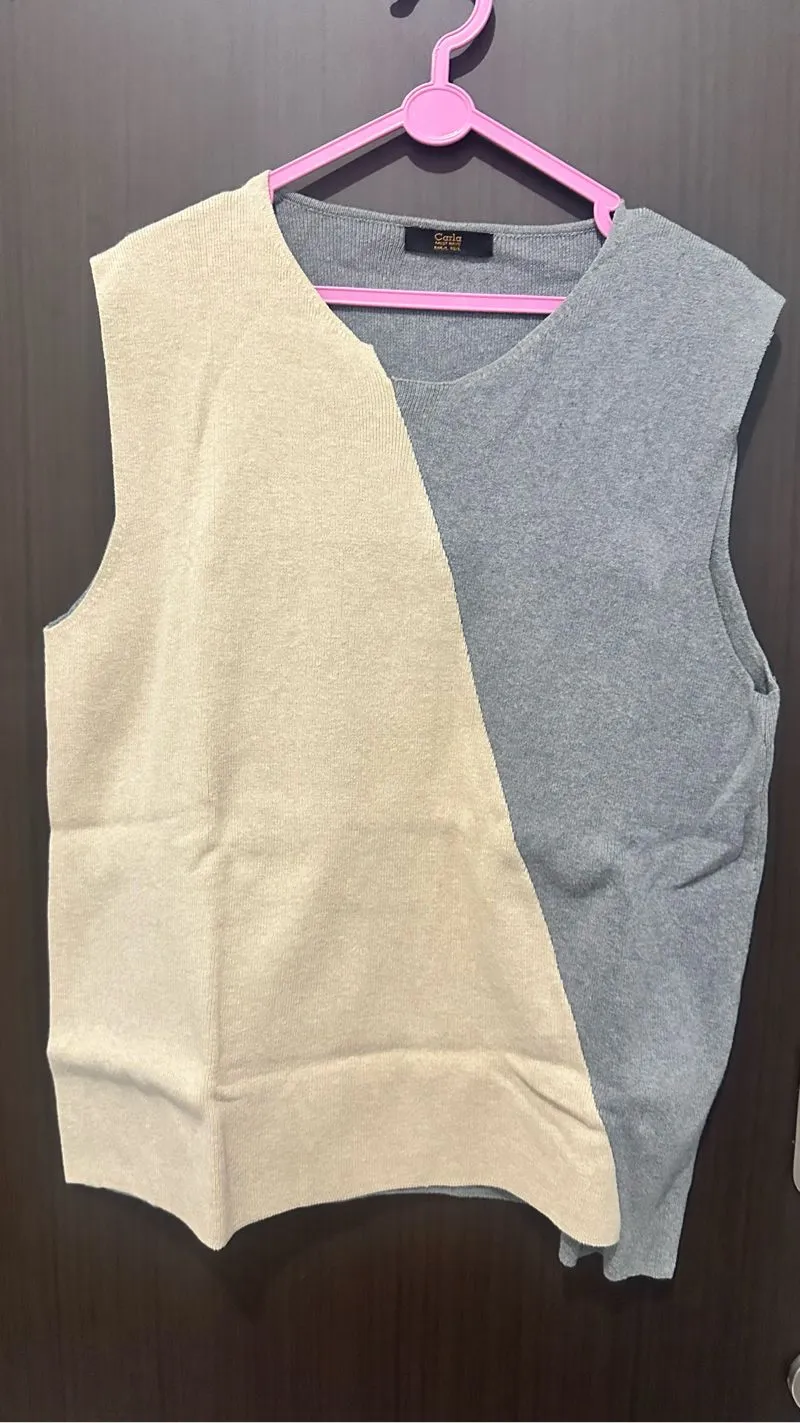 Carla Clothing Vest Knit Grey Cream photo 1