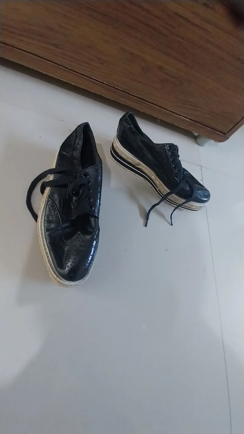 Prada Casual Wedge Wanita black cream photo 1