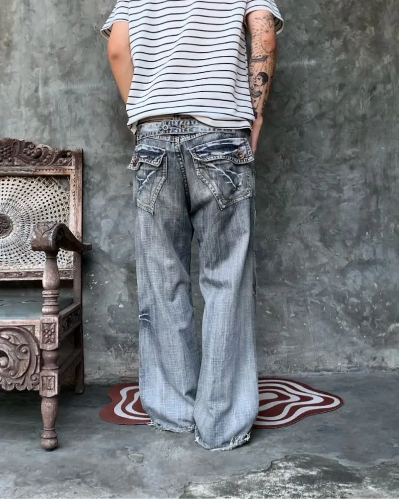 LIGHT GREY FADING WASHED JEANS photo 1