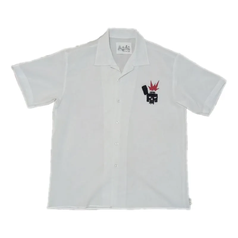Kemeja putih rework hand-painted skull y2k street wear  photo 1