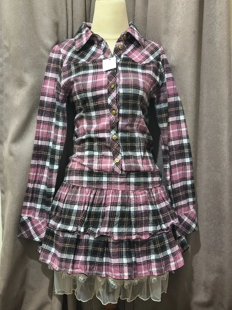 LizLisa pink tartan dress photo 1