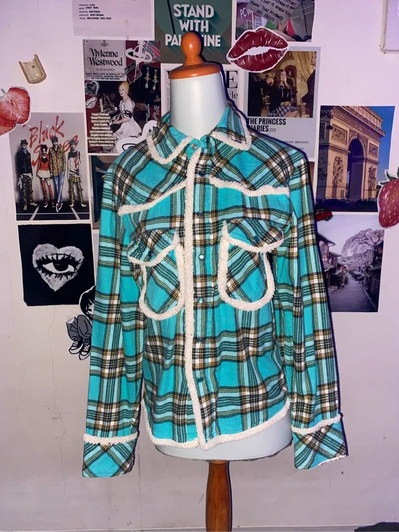 Cyan Plaid Top photo 1