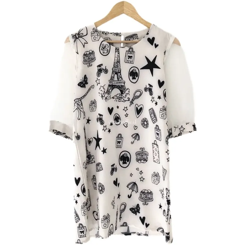 Minimalist Casual Midi dress Wanita white black photo 1