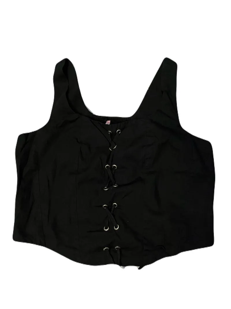 Lace-Up Corset Top Hitam photo 1