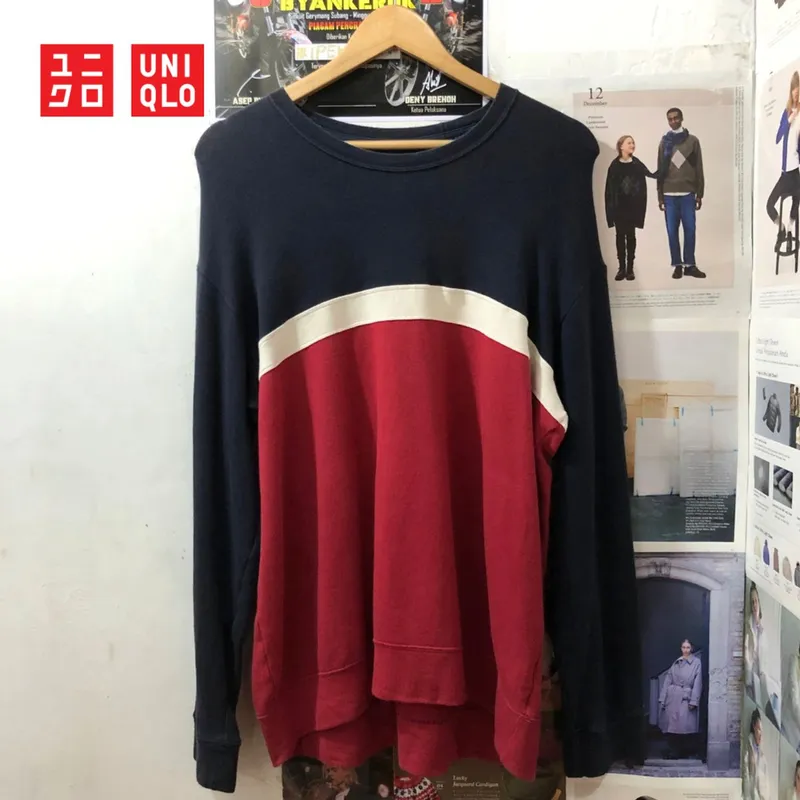Uniqlo Vintage Casual Sweatshirt Pria white navy red photo 1