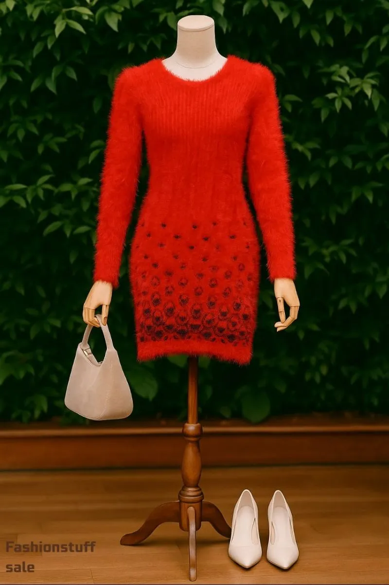Mini dress rajut fuzzy bodycon photo 1