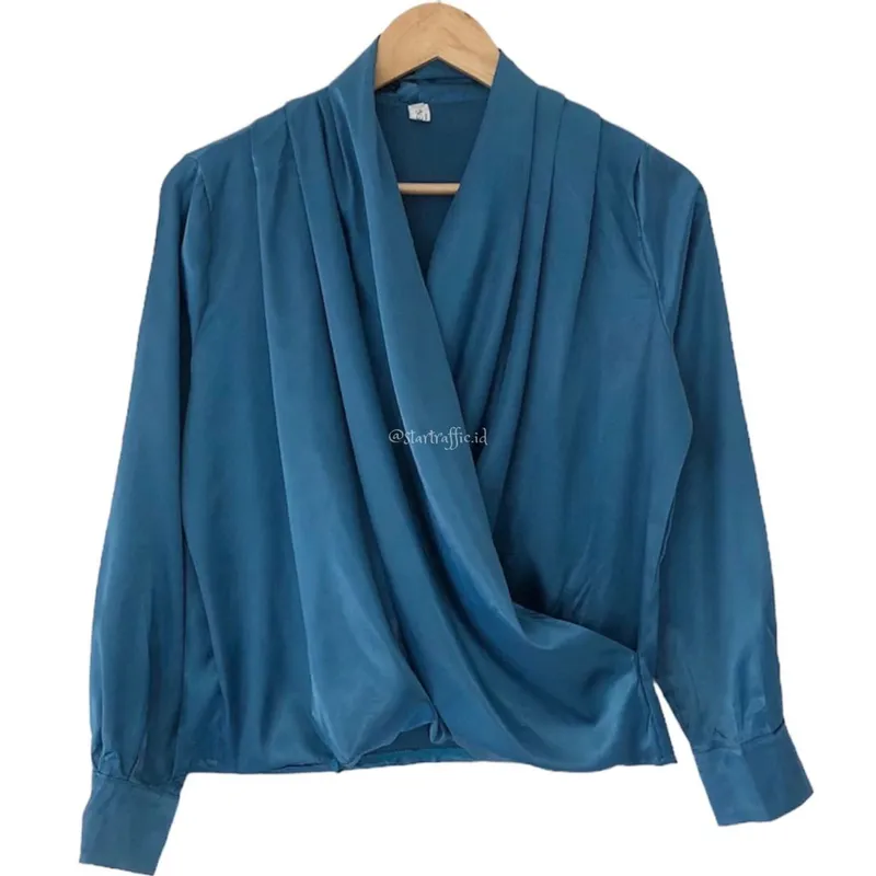 Minimalist Casual Blouse Wanita blue photo 1